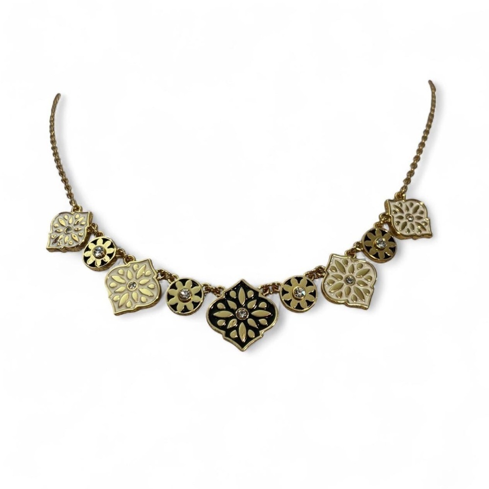Kate Spade New York Enamel Moroccan Tile Statement Necklace Gold Tone - Picture 2 of 5